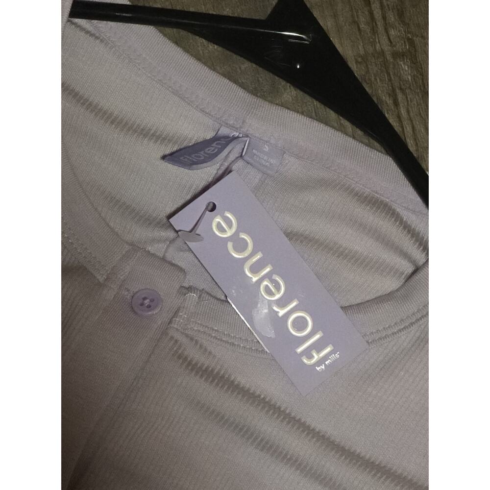 Florence by Mills Romper Small Lavender Purple Long Sleeve Button Front Ribbed - Picture 2 of 5